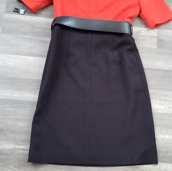 Tahari Arthur Levine Orange Brown Belted Dress 6 - Picture 5 of 5